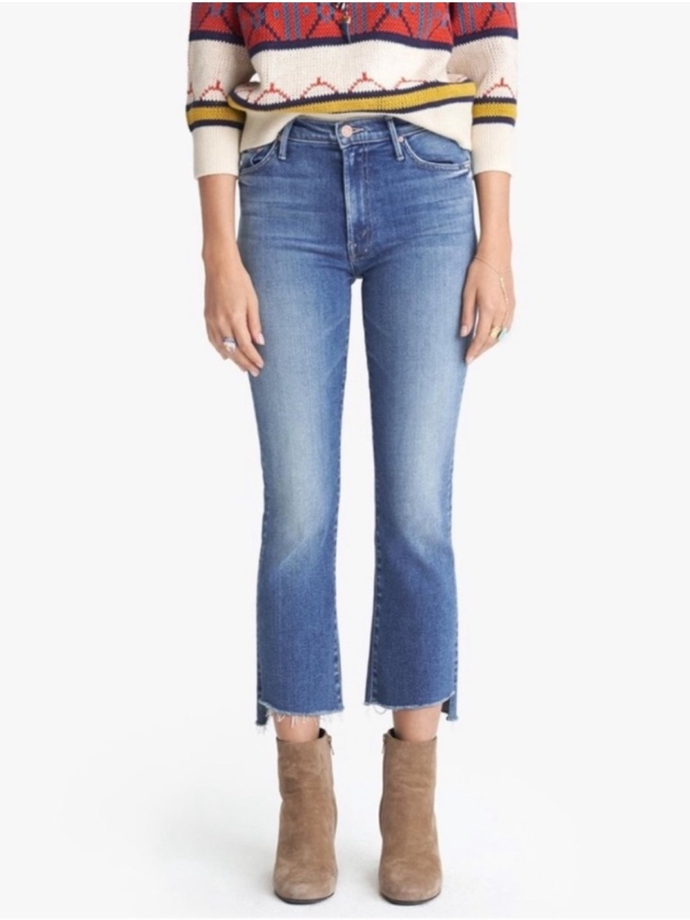 MOTHER Insider Crop Step Fray Jeans in Crack the Whip Size 24